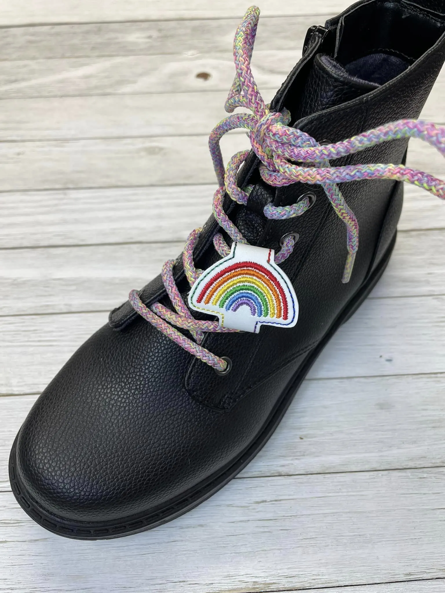 Rainbow Shoe Charm machine embroidery design (3 versions included) DIGITAL DOWNLOAD