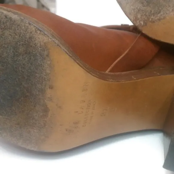 RALPH LAUREN COLLECTION Vintage Brown Woman's 8.5B Harness Biker High Heel Boots