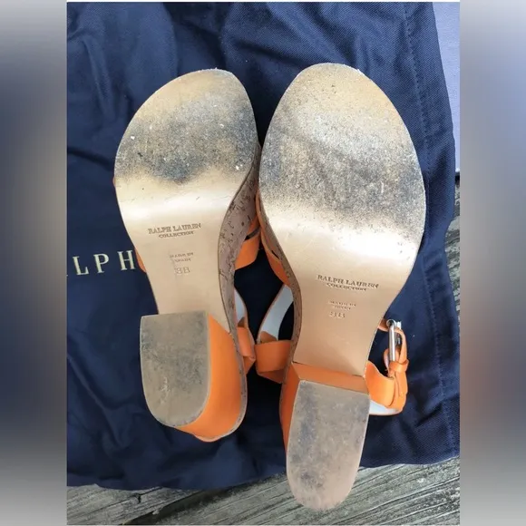 Ralph Lauren Collection women platform heel leather sandals