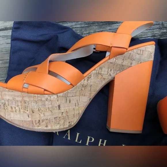 Ralph Lauren Collection women platform heel leather sandals