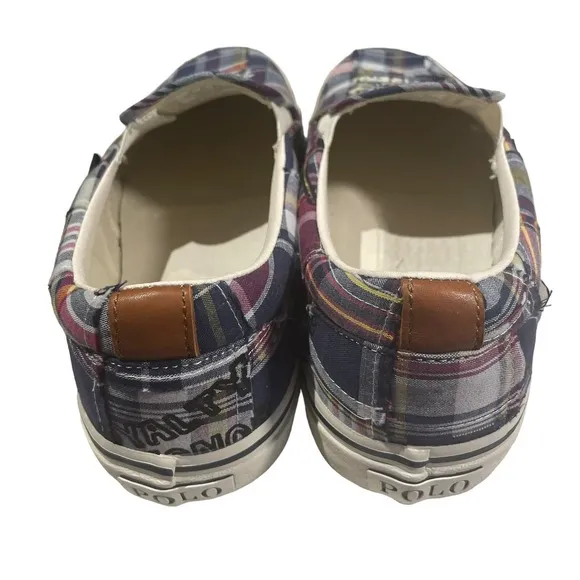 Ralph Lauren Polo Keaton Tiger Plaid Slip On Shoes Patchwork Men's Size 9.5