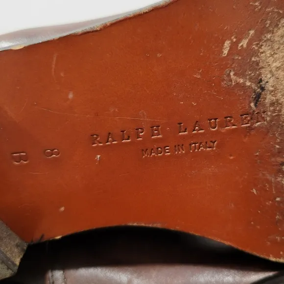 Ralph Lauren Vintage Leather Ankle Boots Made In Italy Wrap Around Buckle 8B