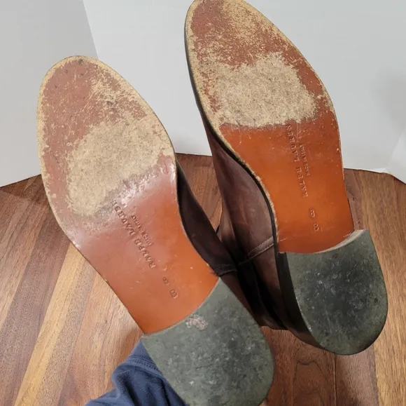 Ralph Lauren Vintage Leather Ankle Boots Made In Italy Wrap Around Buckle 8B