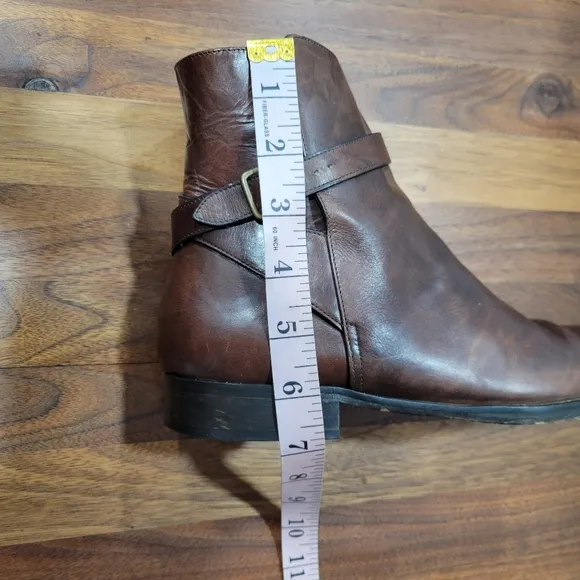 Ralph Lauren Vintage Leather Ankle Boots Made In Italy Wrap Around Buckle 8B