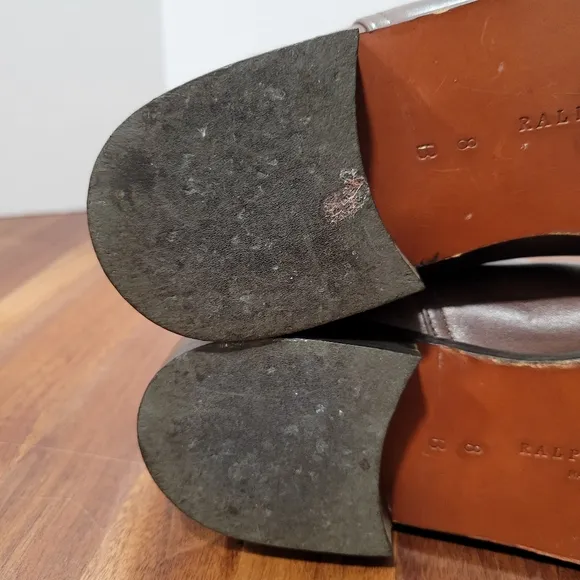 Ralph Lauren Vintage Leather Ankle Boots Made In Italy Wrap Around Buckle 8B