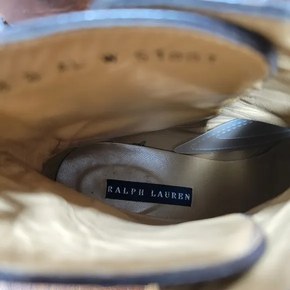 Ralph Lauren Vintage Leather Ankle Boots Made In Italy Wrap Around Buckle 8B