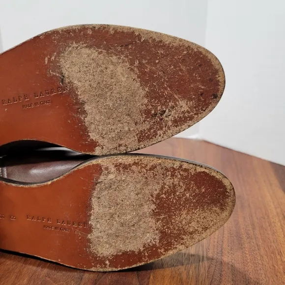 Ralph Lauren Vintage Leather Ankle Boots Made In Italy Wrap Around Buckle 8B