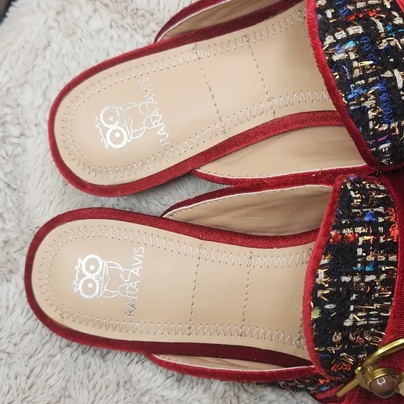 Rara Avis Women's Red and Multicolor Mules