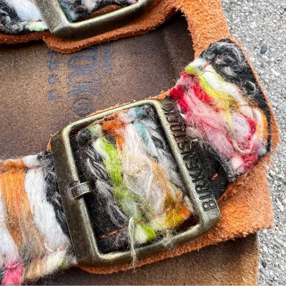 RARE BIRKENSTOCK MULTICOLORED YARN BOHO ARIZONA SANDALS Size 37 Orange