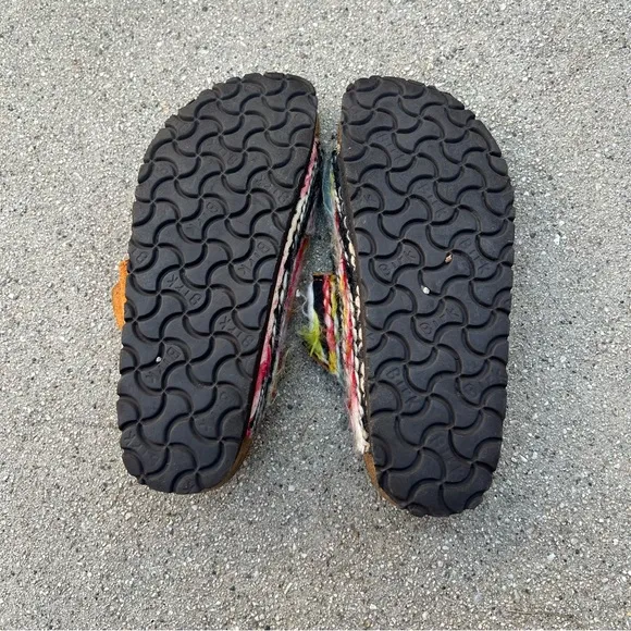 RARE BIRKENSTOCK MULTICOLORED YARN BOHO ARIZONA SANDALS Size 37 Orange