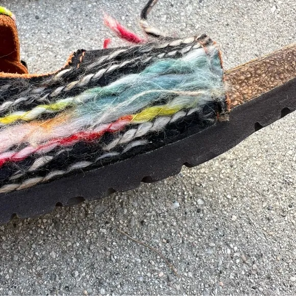RARE BIRKENSTOCK MULTICOLORED YARN BOHO ARIZONA SANDALS Size 37 Orange