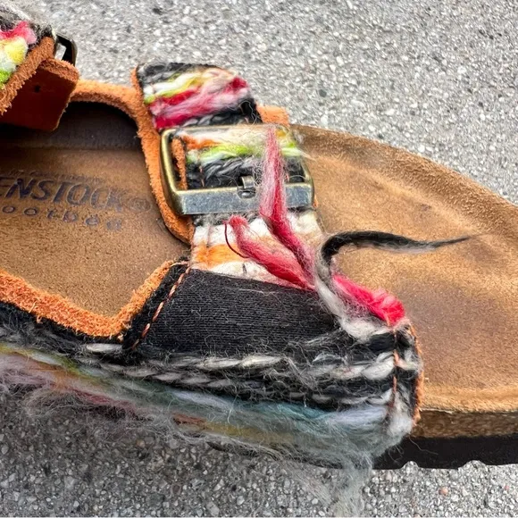 RARE BIRKENSTOCK MULTICOLORED YARN BOHO ARIZONA SANDALS Size 37 Orange