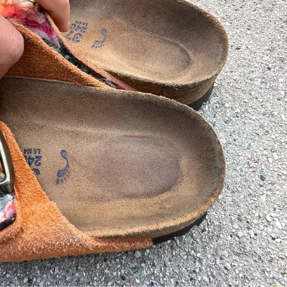 RARE BIRKENSTOCK MULTICOLORED YARN BOHO ARIZONA SANDALS Size 37 Orange
