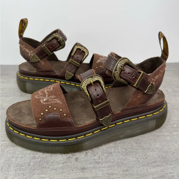 RARE Dr. Marten Gothic Americana Gryphon Quad Platform Sandals - Women's Size 10