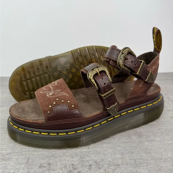RARE Dr. Marten Gothic Americana Gryphon Quad Platform Sandals - Women's Size 10