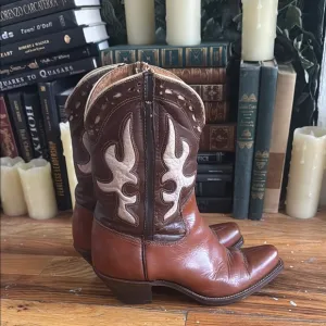 Rare incredible vintage Brown and Tan Acme Western Boots