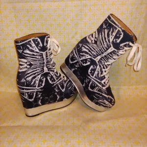 Rare! Jeffrey Campbell x Black Milk Back Off Rib Cage Bones Boots Booties Shoes