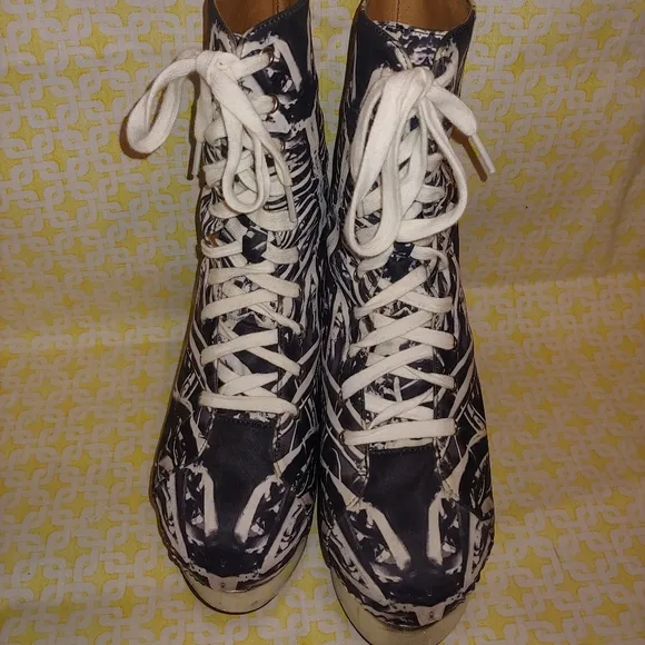 Rare! Jeffrey Campbell x Black Milk Back Off Rib Cage Bones Boots Booties Shoes