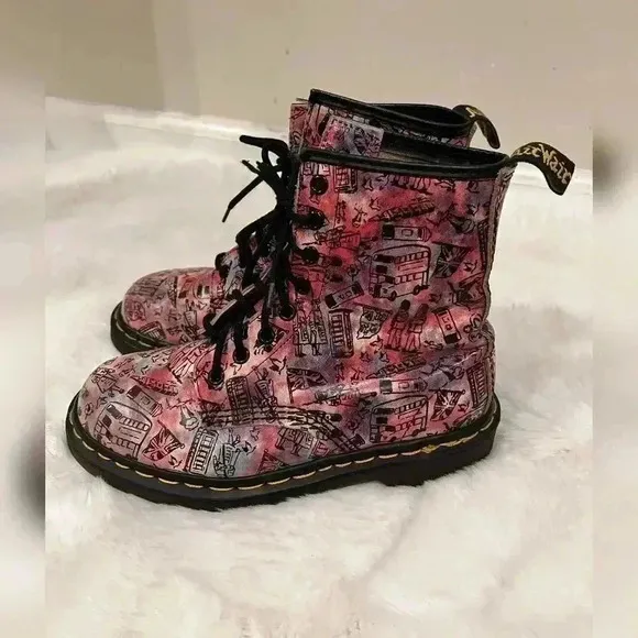 Rare Dr Martens Vintage 90's London Scene Allover Print