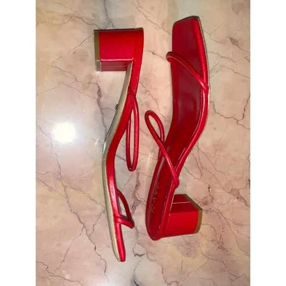 RAYE Etienne Low Heel in Red Leather 8 with Box Womens sandals