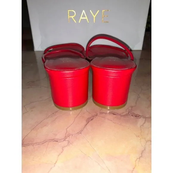 RAYE Etienne Low Heel in Red Leather 8 with Box Womens sandals