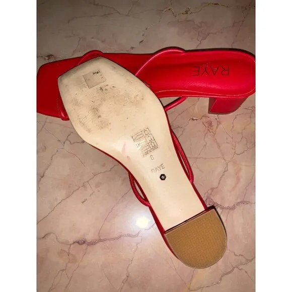 RAYE Etienne Low Heel in Red Leather 8 with Box Womens sandals