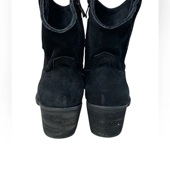 Reba Women's Black Suede Studded Thunderbird Western Cowgirl Booties 7.5