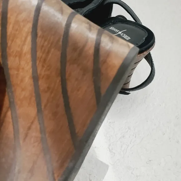 Rebeca Sanver Spain Y2K  Leather and Wood Platform Sandals 40EU