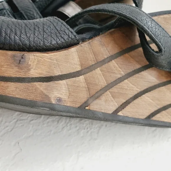 Rebeca Sanver Spain Y2K  Leather and Wood Platform Sandals 40EU