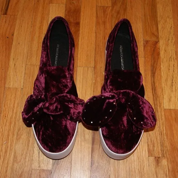 REBECCA MINKOFF Acai Velvet Stacey Studded Platform Slip-On Shoes sz 10 Women's