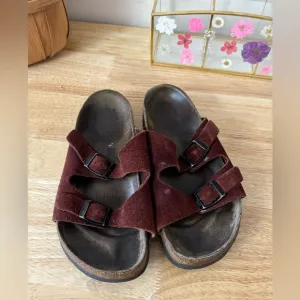 Red Burnt Orange Arizona Suede Leather Birkenstock Sandals EU Size 36 L5 Boho