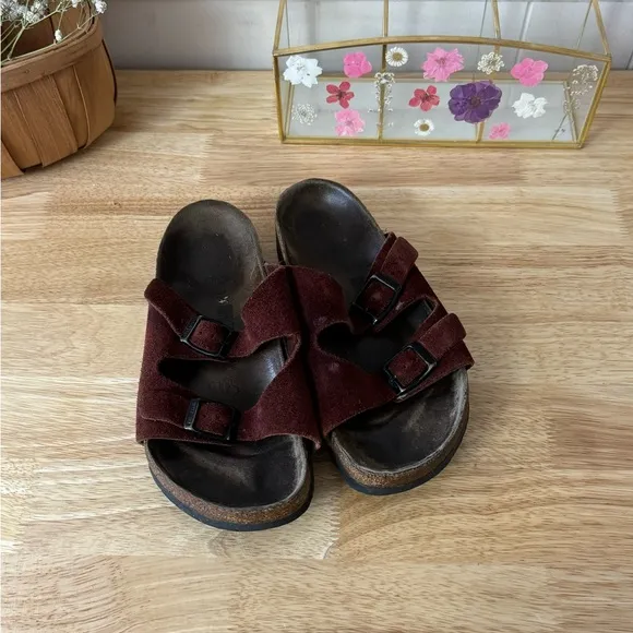 Red Burnt Orange Arizona Suede Leather Birkenstock Sandals EU Size 36 L5 Boho