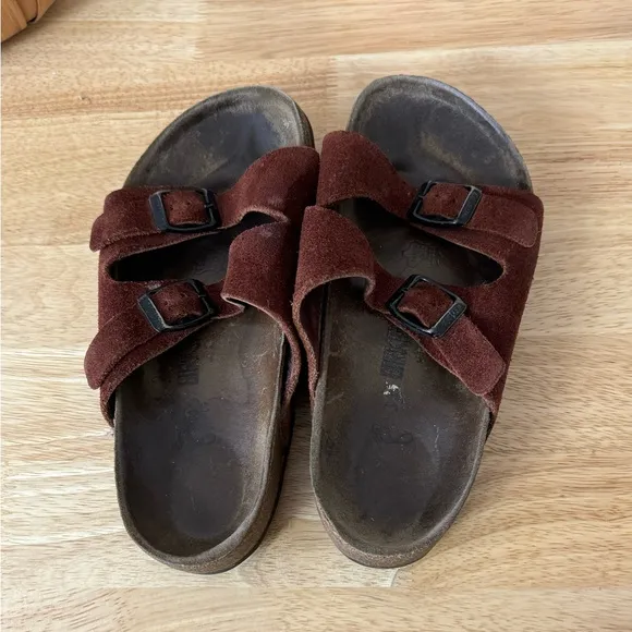 Red Burnt Orange Arizona Suede Leather Birkenstock Sandals EU Size 36 L5 Boho