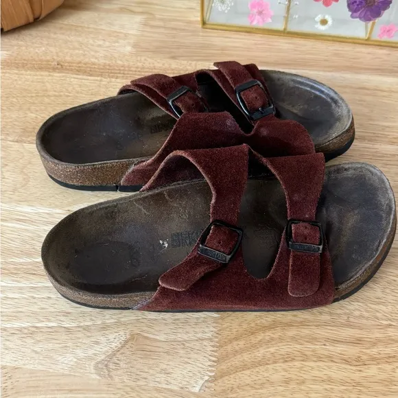 Red Burnt Orange Arizona Suede Leather Birkenstock Sandals EU Size 36 L5 Boho