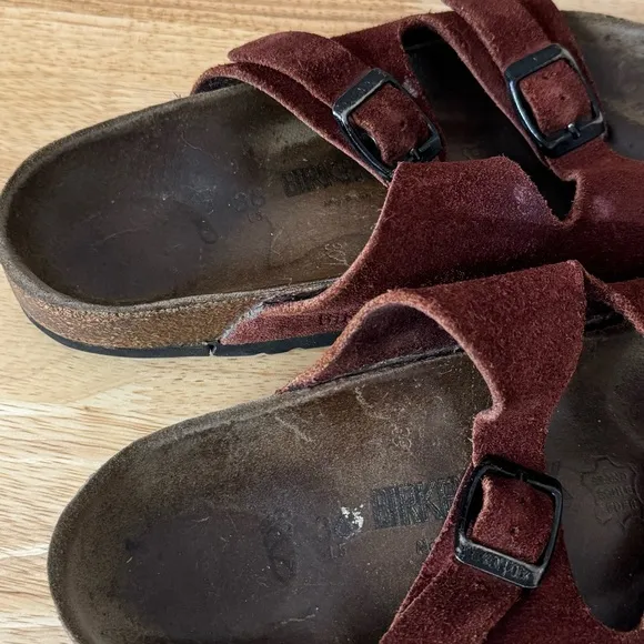 Red Burnt Orange Arizona Suede Leather Birkenstock Sandals EU Size 36 L5 Boho