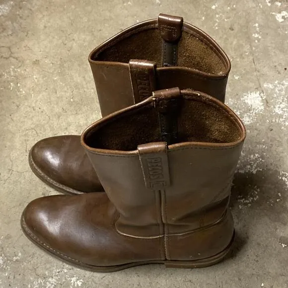 RED WING Vintage 1155 Nailseat Pecos Cowboy Boots Pull On Brown Sz 8.5 Leather