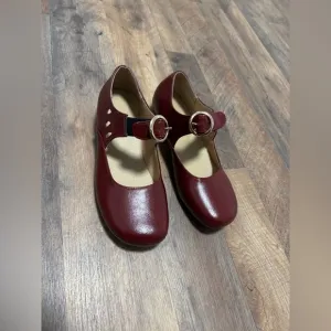 Redish Brown Leather Mary Jane/Retro Shoes (New) EU Size 40 US Size 9.5