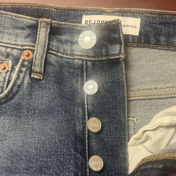 Re/Done Jeans Womens Size 24 High Rise Ankle Crop Light Wash Denim Blue NWT $195