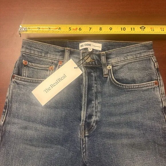Re/Done Jeans Womens Size 24 High Rise Ankle Crop Light Wash Denim Blue NWT $195