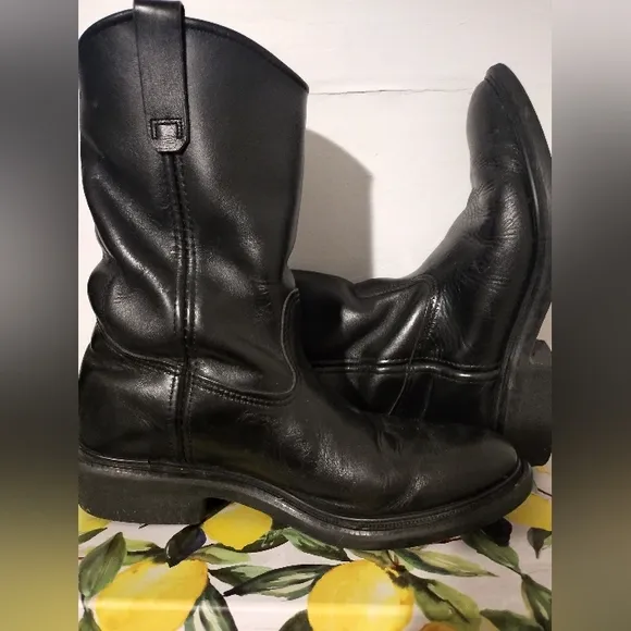 Redwing Vintage 1996 Pecos Pull On Black Leather Boots Size 10 D RARE Excellent