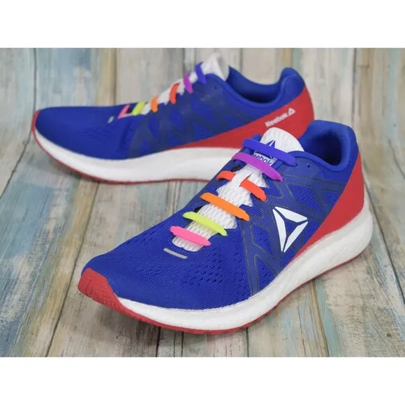 Reebok Forever Floatride Energy Shoes Men's Size 8 Blue Red Custom Laces DV5271