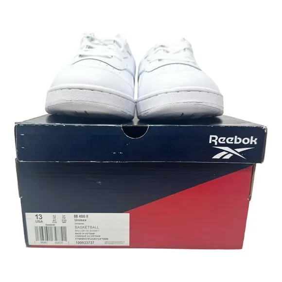 Reebok Men’s BB 4000 II Premium Leather Basketball 100033737 White/Grey Size 13
