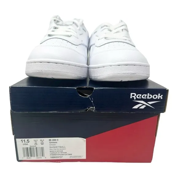Reebok Men’s BB 4000 II Premium Leather Basketball 100033737 White/Grey Sz 11.5