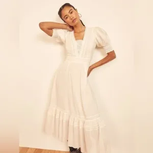 Reformation Betsie Lace Organic Cotton Midi Dress