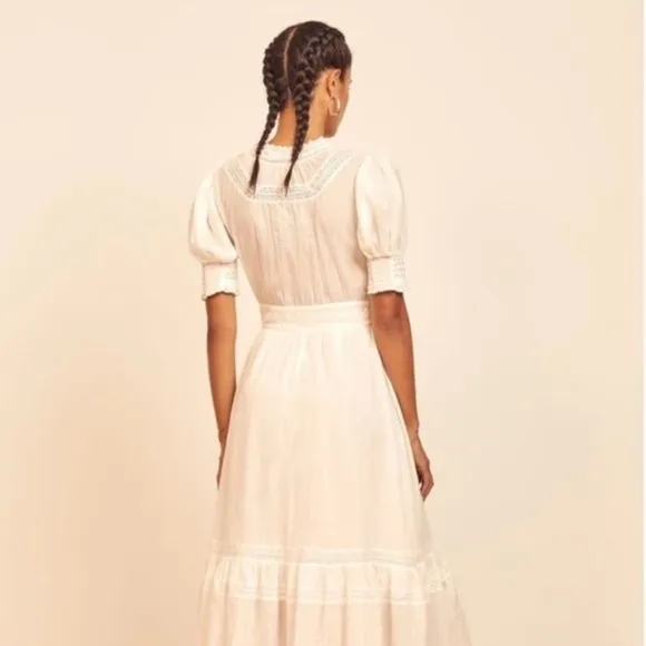 Reformation Betsie Lace Organic Cotton Midi Dress