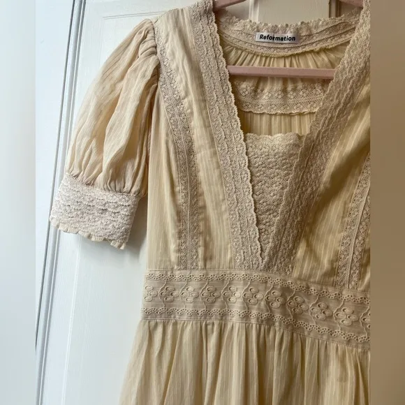 Reformation Betsie Lace Organic Cotton Midi Dress