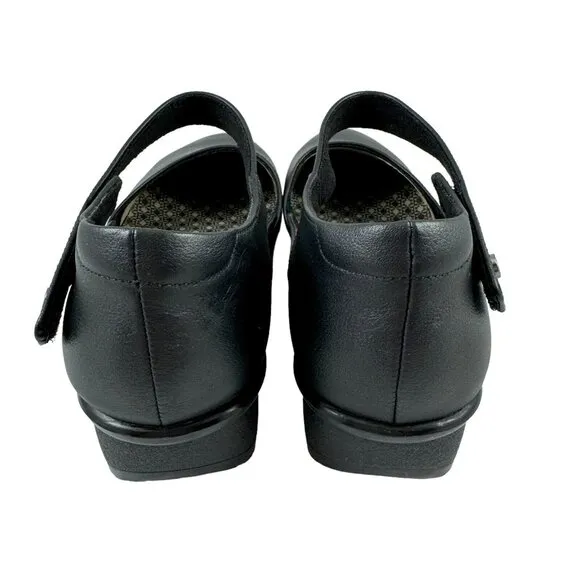 Revere Womens Wedge Shoes Size 8W Osaka French Black Leather Mary Janes EUR 39W