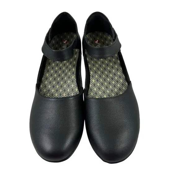 Revere Womens Wedge Shoes Size 8W Osaka French Black Leather Mary Janes EUR 39W