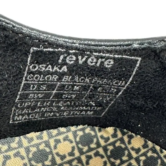 Revere Womens Wedge Shoes Size 8W Osaka French Black Leather Mary Janes EUR 39W