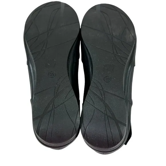 Revere Womens Wedge Shoes Size 8W Osaka French Black Leather Mary Janes EUR 39W